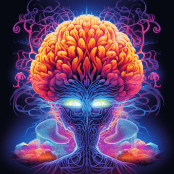 our_minds._Pkant_growing_out_of_a_brain._Psychedelic