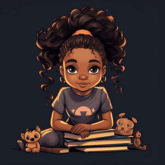 tshirt_design_little_black_girl_with_books_cartoon